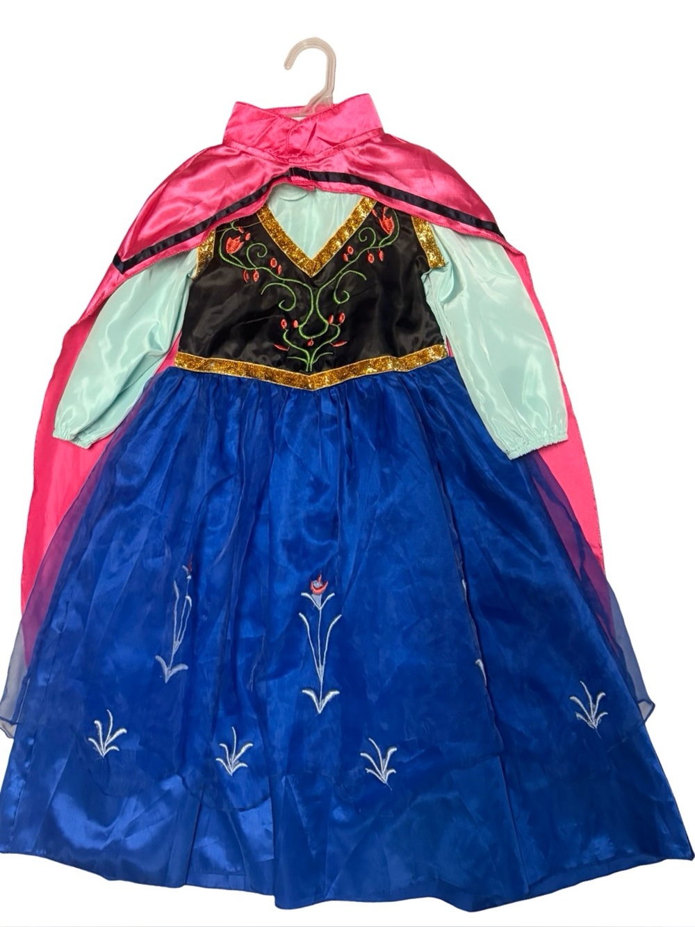 Girls Princess Anna Frozen Costume Dress & Cape Size 3T-4T